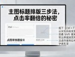 主图标题排版三步法，点击率翻倍的秘密