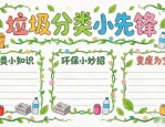 初中垃圾分类手抄报可打印线稿 生态教育模板大全图片