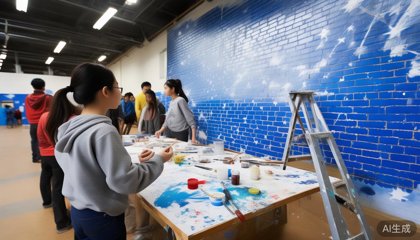 上财附中社区墙绘合作_小区围墙墙绘活动_围墙设计图案