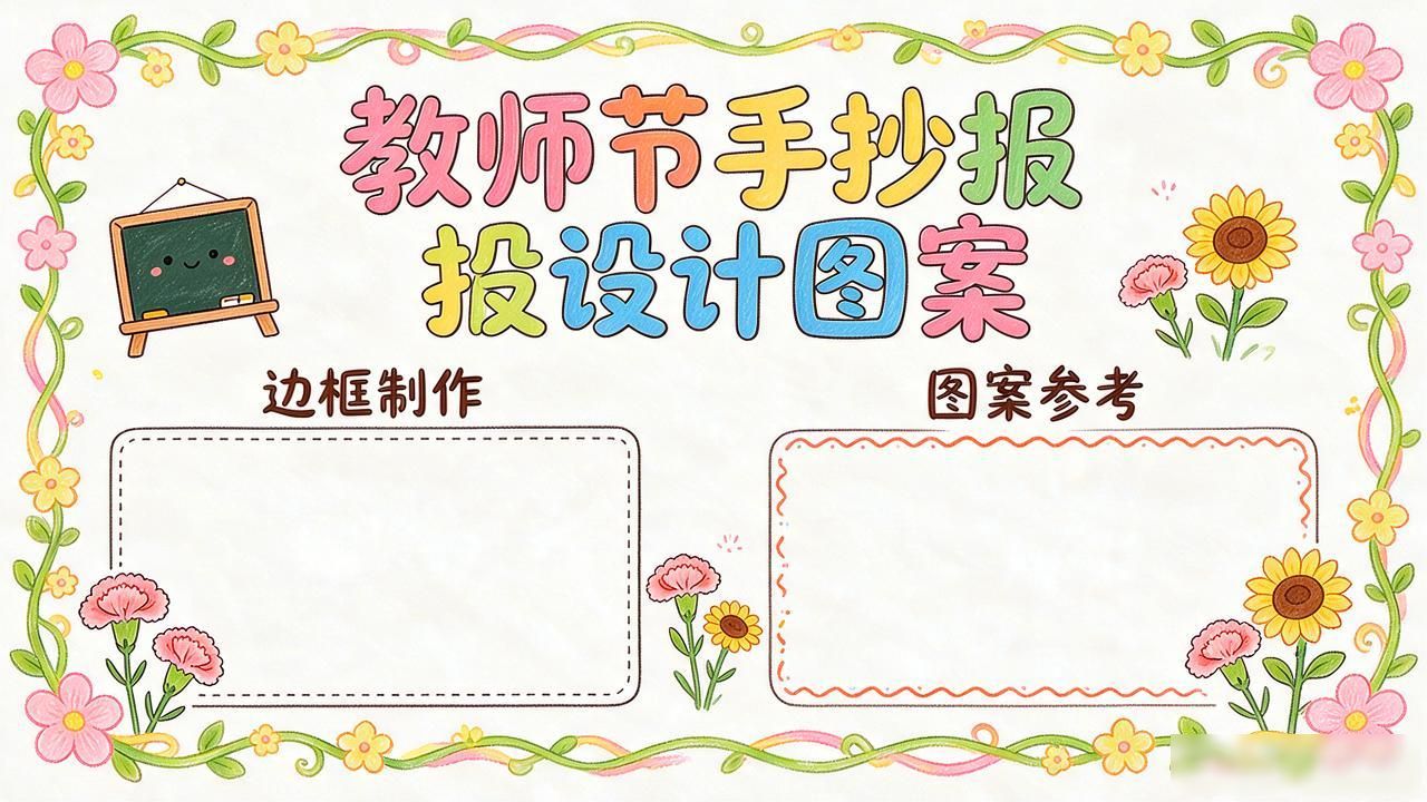 美化与设计步骤报头插图尾花表现_手抄报设计图案_教师节手抄报版面设计边框图案制作过程