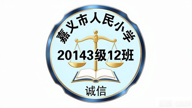 H0414X嘉义市人民小学20143级12班班徽logo设计寓意_班徽设计图案与诚信_长风破浪班徽图案创意
