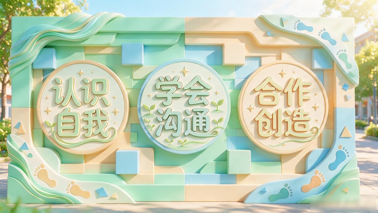 创意展板排版设计模版_青春成长系列文化墙_校园走廊美育空间设计