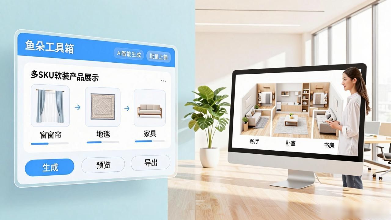 窗帘地毯场景搭配AI作图工具_软装电商视觉内容竞争_软装排版设计