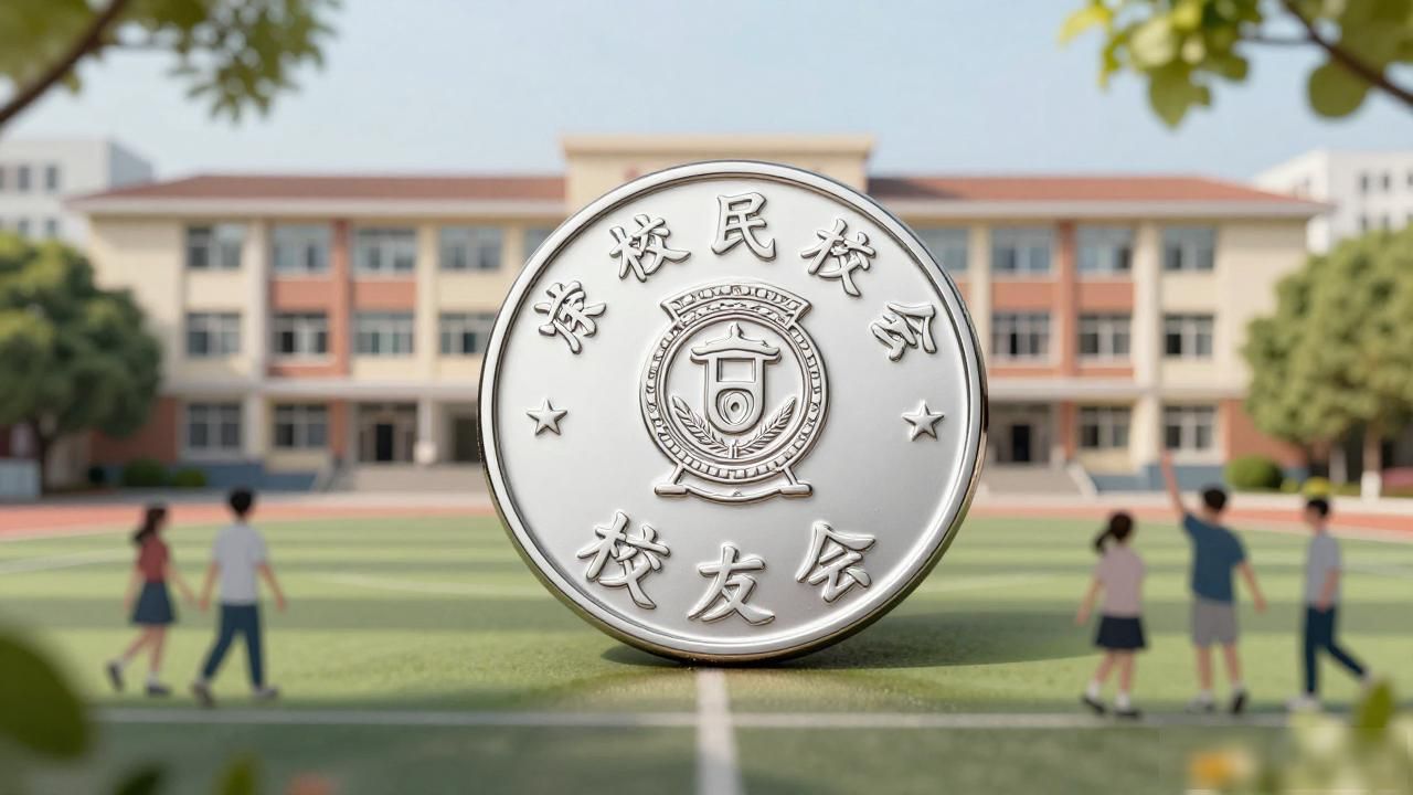 校友会纪念徽章定制_校庆活动纪念品设计_小学校徽设计图案寓意