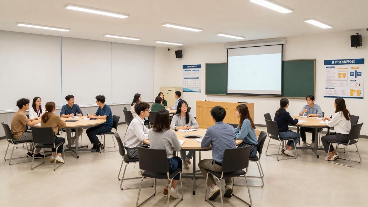 中国科大智慧教室特点_智慧教室改造升级_大学教室墙面设计图案
