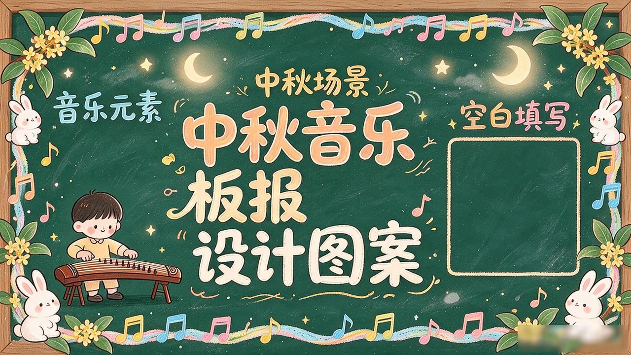 校园手绘黑板报模板_中秋节黑板报设计_音乐板报设计图案大全