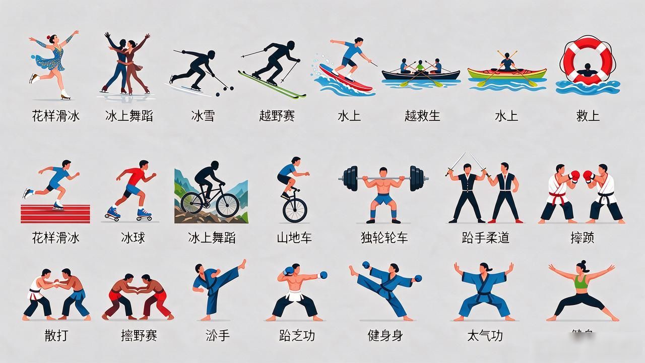 体育运动种类大全_体育运动项目分类_运动图标设计图案大全