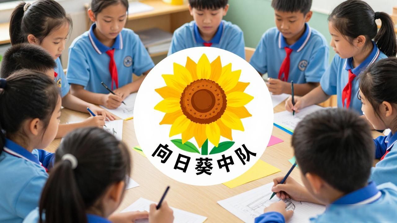 班徽设计图案大全 含义_激发学生想象力和创造力班徽设计活动_博山小学一年级六班向日葵中队班徽设计